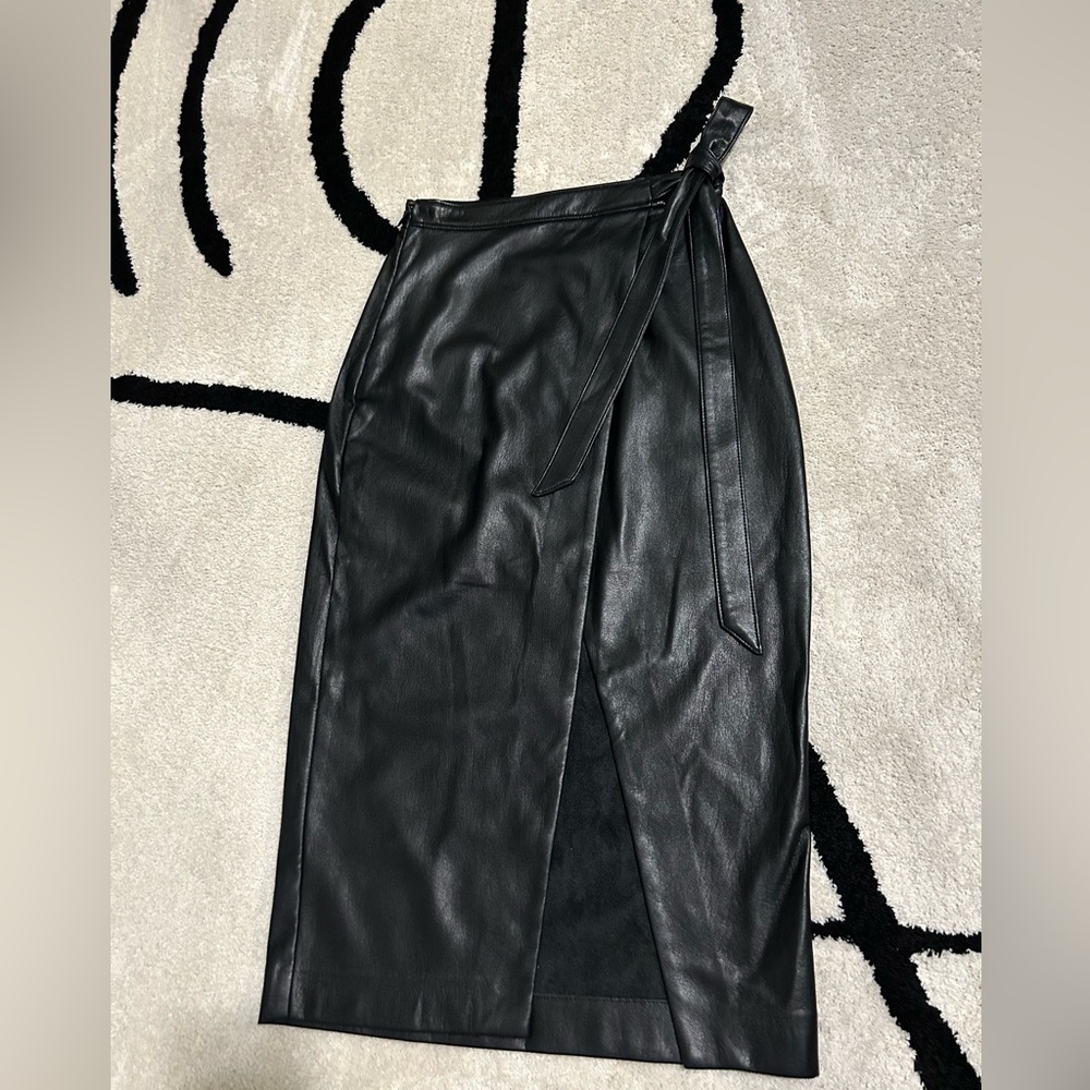 Vegan Leather Wrap Skirt